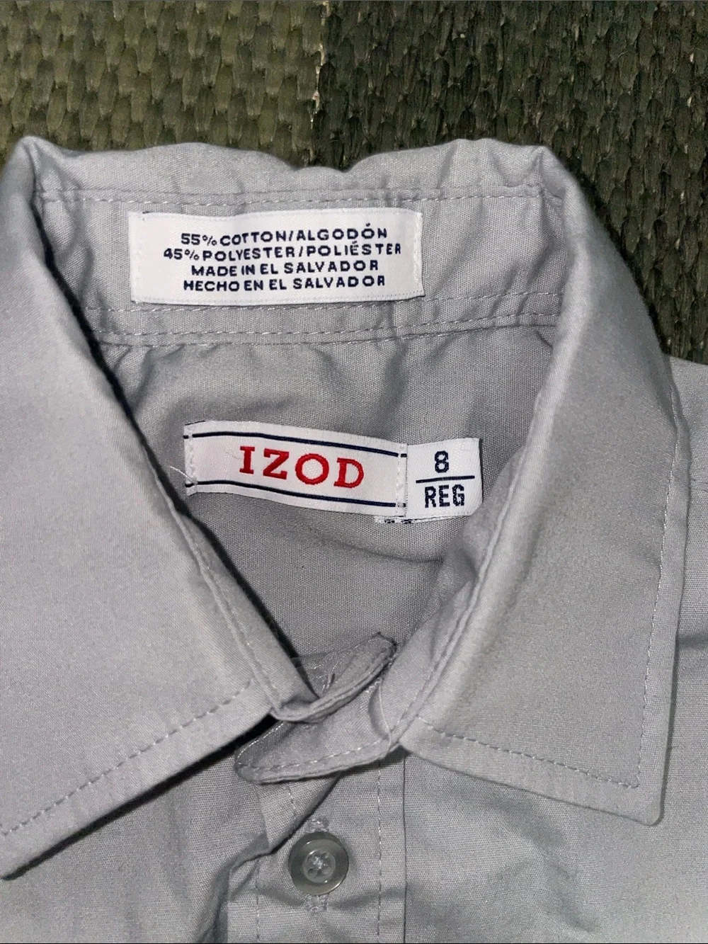 Izod Light Gray Button-Down Long Sleeve Shirt